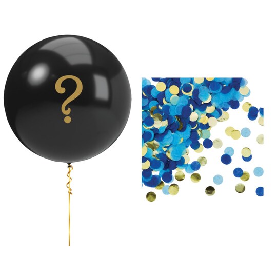 Party Central; Party Central Club Pack of 12 Blue and Black Gender Reveal Balloons; Category:Balloons & Accessories; Image:1